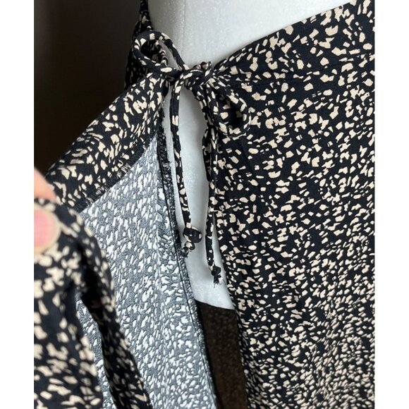 Urban Romantics Skirt Wrap Midi Black Beige Rayon A-line Womens M - Picture 5 of 8